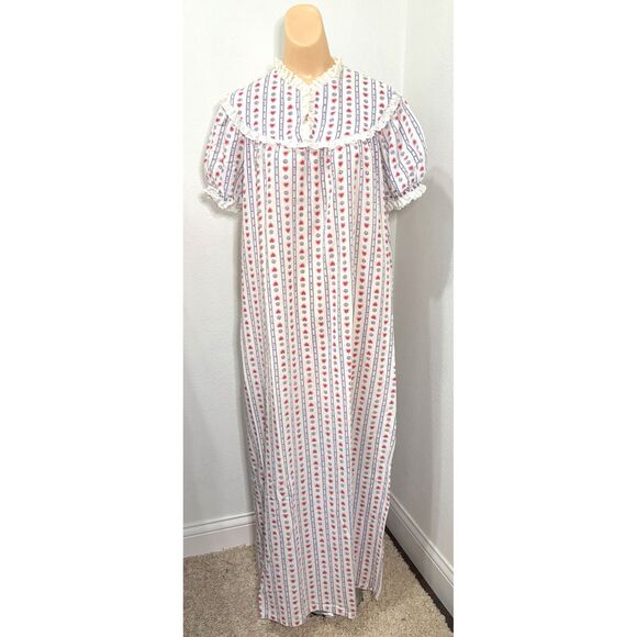 Vtg Womens Nightgown Robe Size L 70s Calico Prairie Cottage Accentuette Lanz - Picture 2 of 10